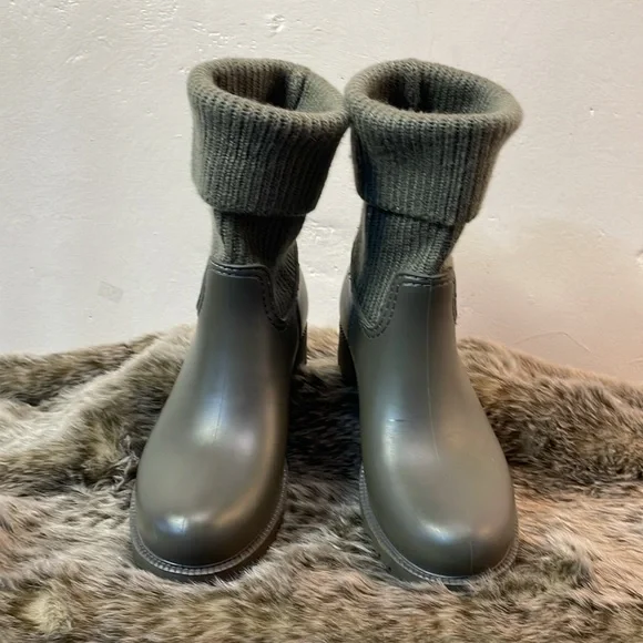 MIA Rain Boot Versatile Knit Accent Cuff grey/Olive Waterproof Lower-38-#0031 - Picture 4 of 14